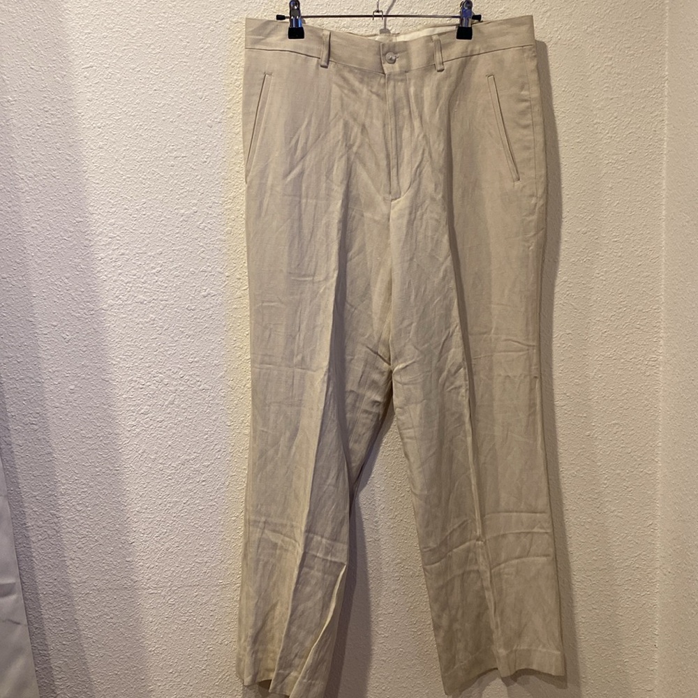 90s baggy Silk/linen‎ trousers - Picture 2 of 10